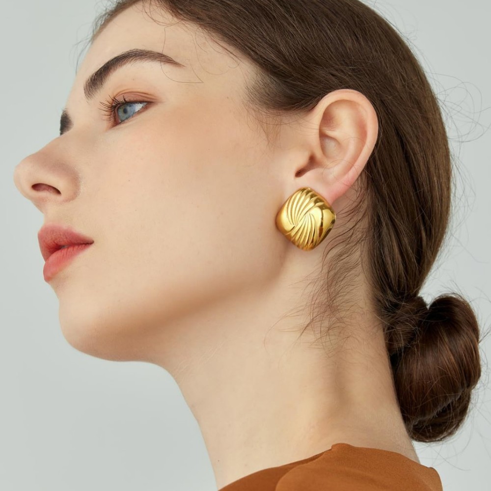 Wings Water Ripple Square Stainless Steel Earrings Light Luxury Trendy Earrings