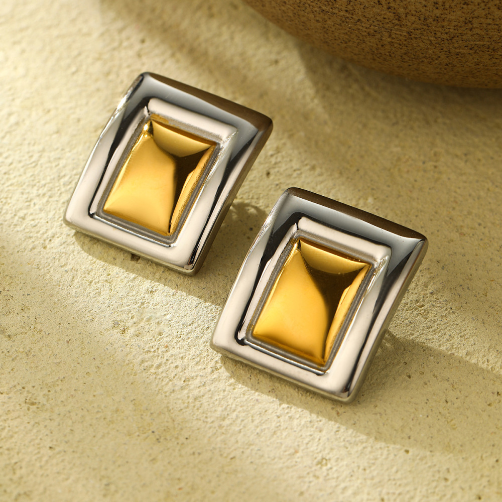 Light luxury style high-end square color matching stainless steel earrings