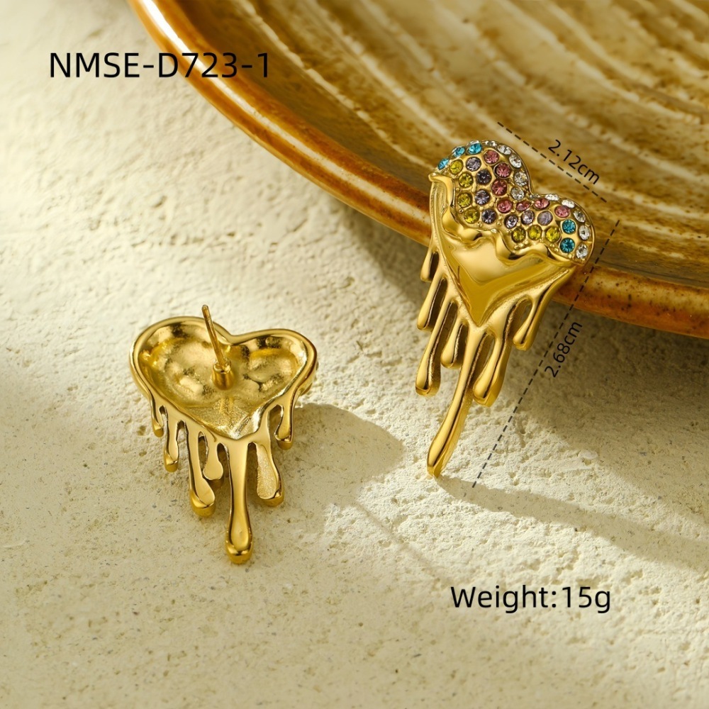 Lava love water drop stainless steel earrings fashionable light luxury high-end color diamond earrings