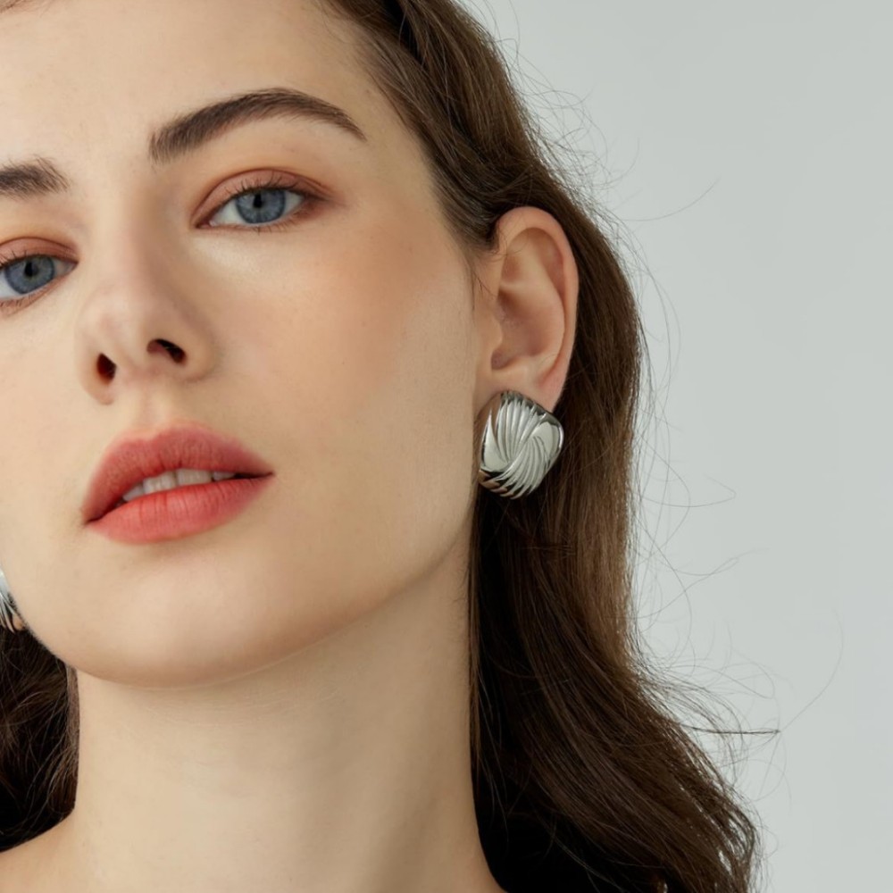 Wings Water Ripple Square Stainless Steel Earrings Light Luxury Trendy Earrings