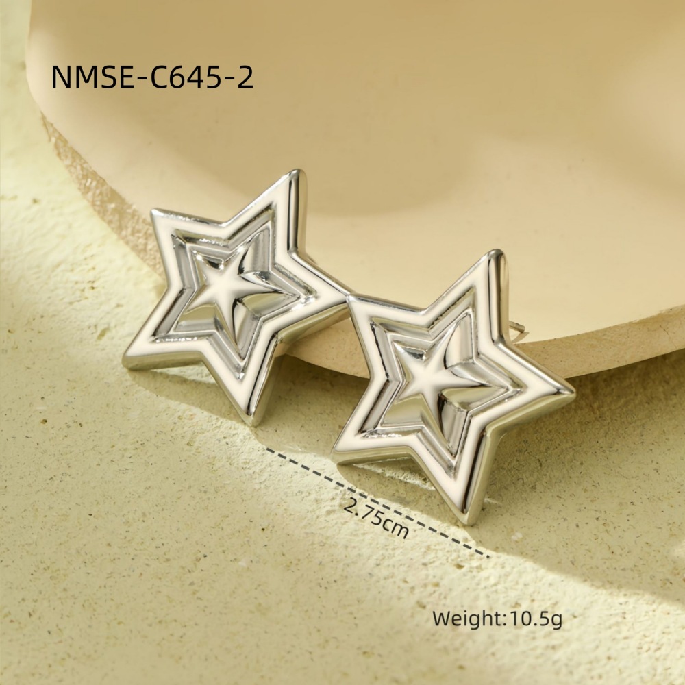 Love geometric square stainless steel earrings five-pointed star high-grade stainless steel earrings