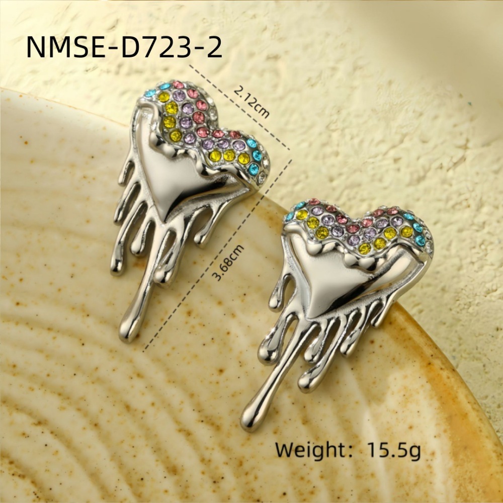 Lava love water drop stainless steel earrings fashionable light luxury high-end color diamond earrings
