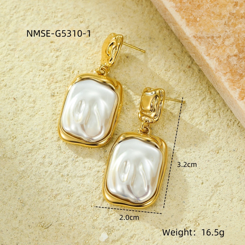 French retro baroque pearl geometric pendant earrings light luxury high-end