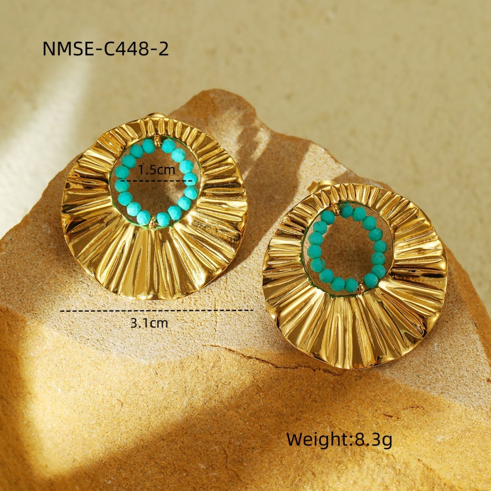 French style exaggerated stainless steel earrings light luxury retro palace style Ear ornaments