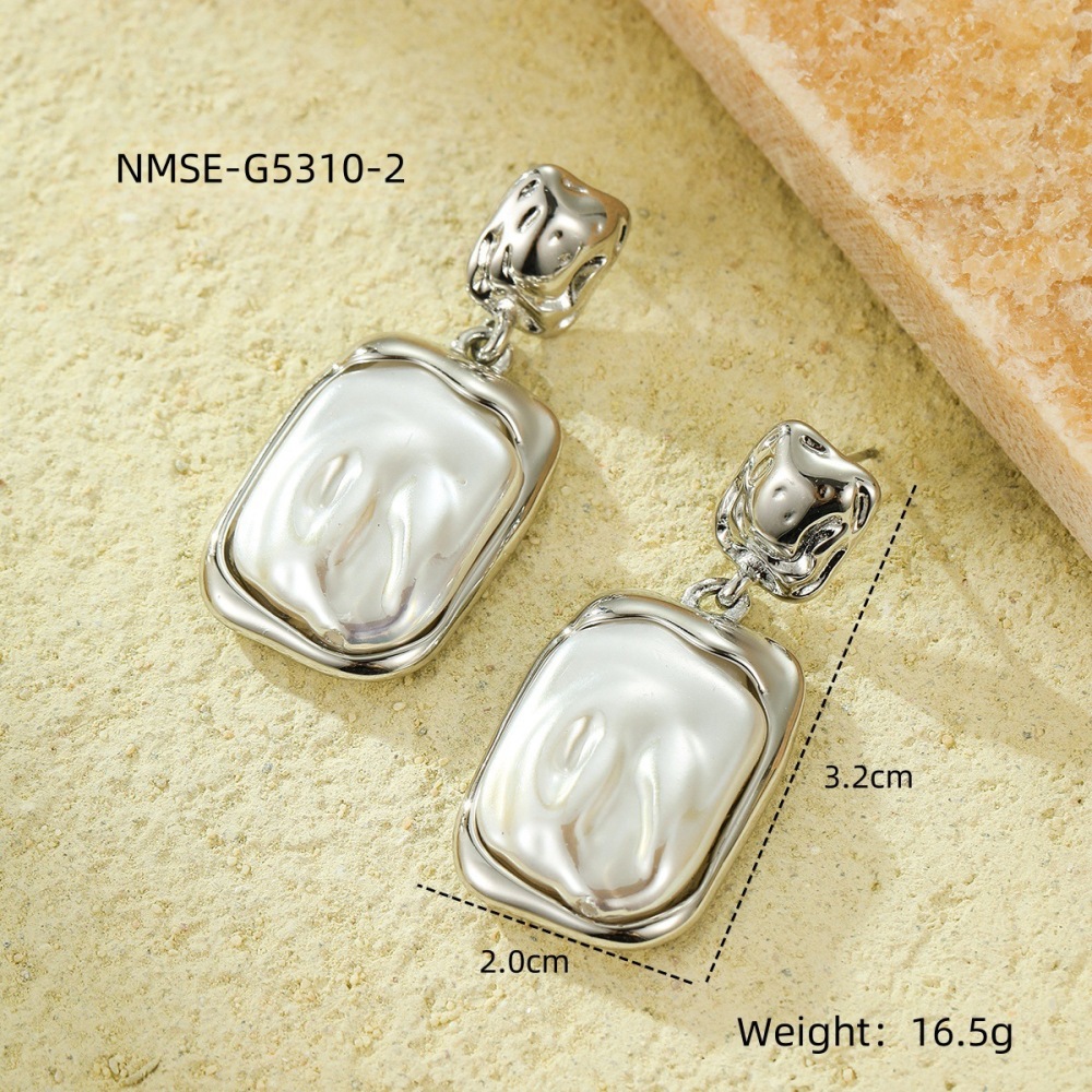 French retro baroque pearl geometric pendant earrings light luxury high-end