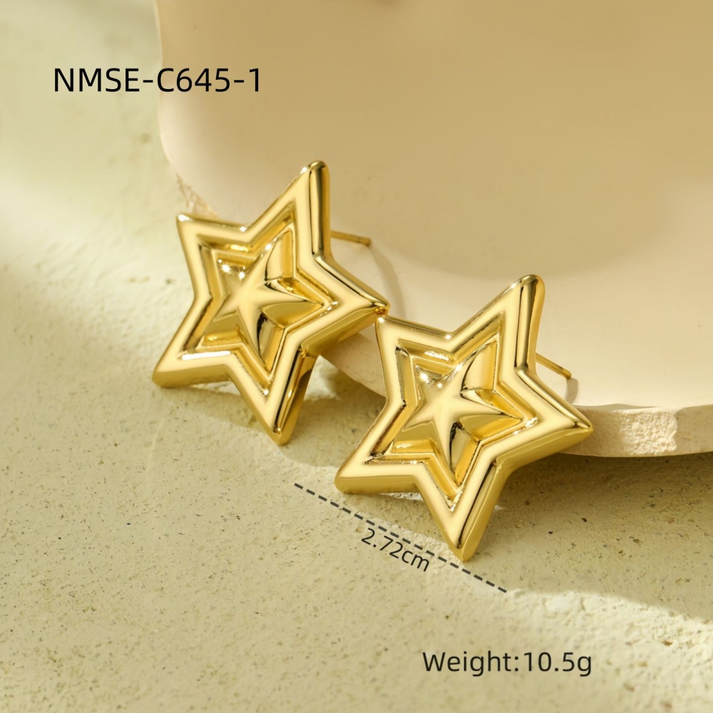Love geometric square stainless steel earrings five-pointed star high-grade stainless steel earrings