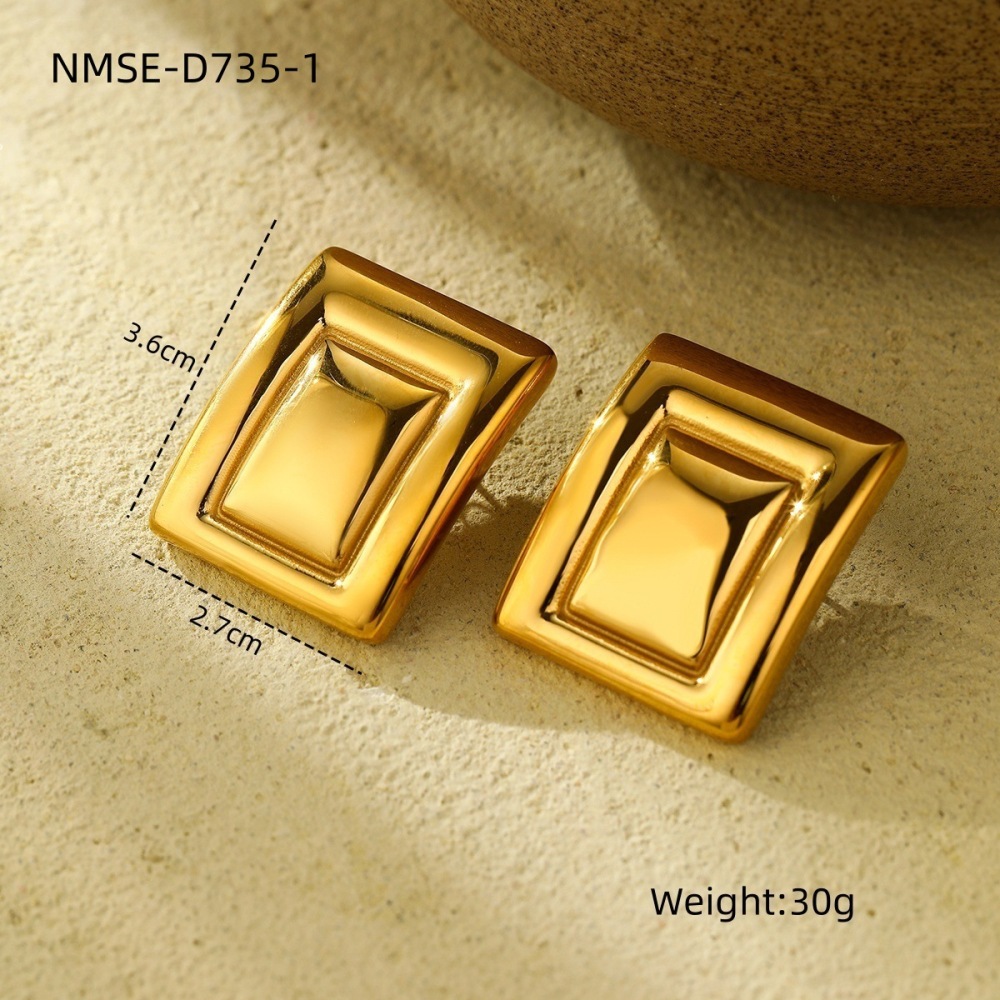 Light luxury style high-end square color matching stainless steel earrings