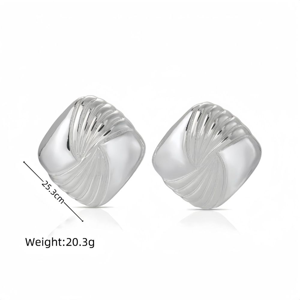 Wings Water Ripple Square Stainless Steel Earrings Light Luxury Trendy Earrings