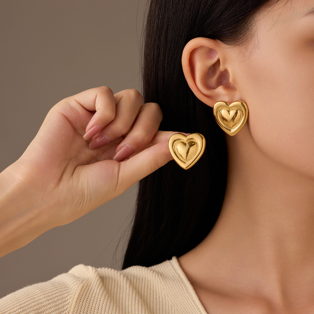 Love geometric square stainless steel earrings five-pointed star high-grade stainless steel earrings