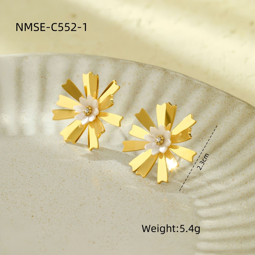 French simple style sweet lace fashion hollow stainless steel earrings