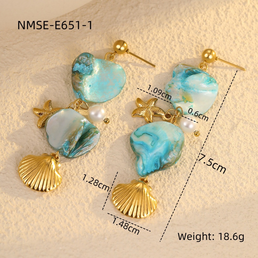 Ocean Series Beach Holiday Style Necklace Bracelet Earrings Shell Starfish Stainless Steel Jewelry