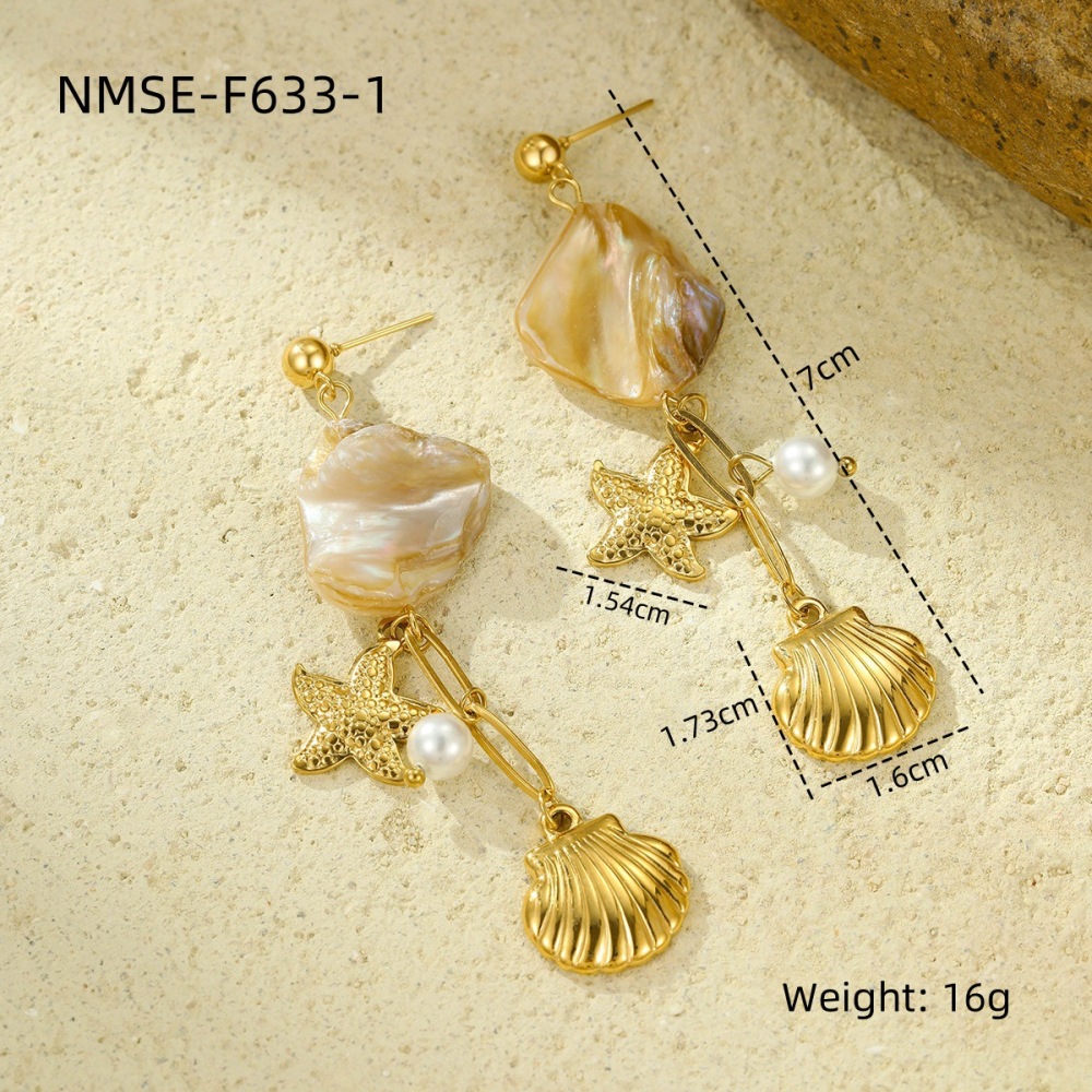 Ocean Series Beach Holiday Style Necklace Bracelet Earrings Shell Starfish Stainless Steel Jewelry