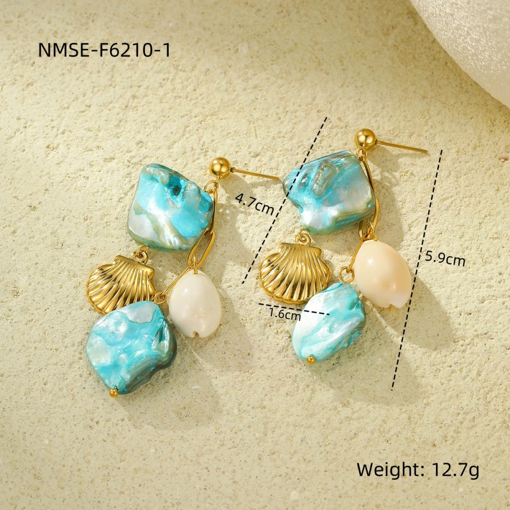 Ocean Series Beach Holiday Style Necklace Bracelet Earrings Shell Starfish Stainless Steel Jewelry