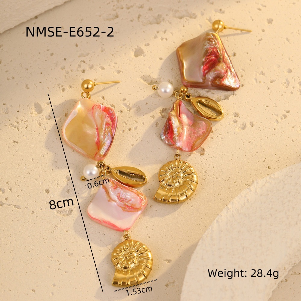 Ocean Series Beach Holiday Style Necklace Bracelet Earrings Shell Starfish Stainless Steel Jewelry