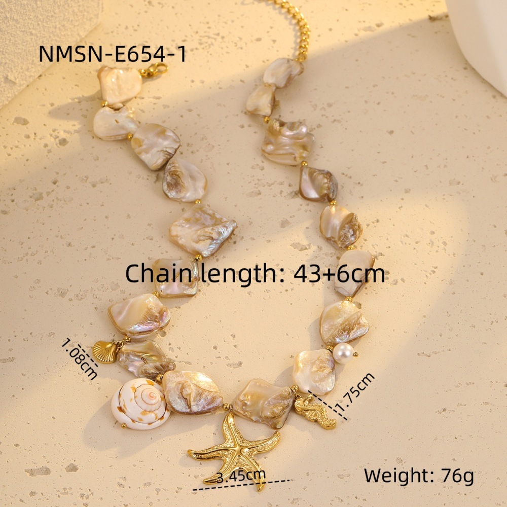 Ocean Series Beach Holiday Style Necklace Bracelet Earrings Shell Starfish Stainless Steel Jewelry