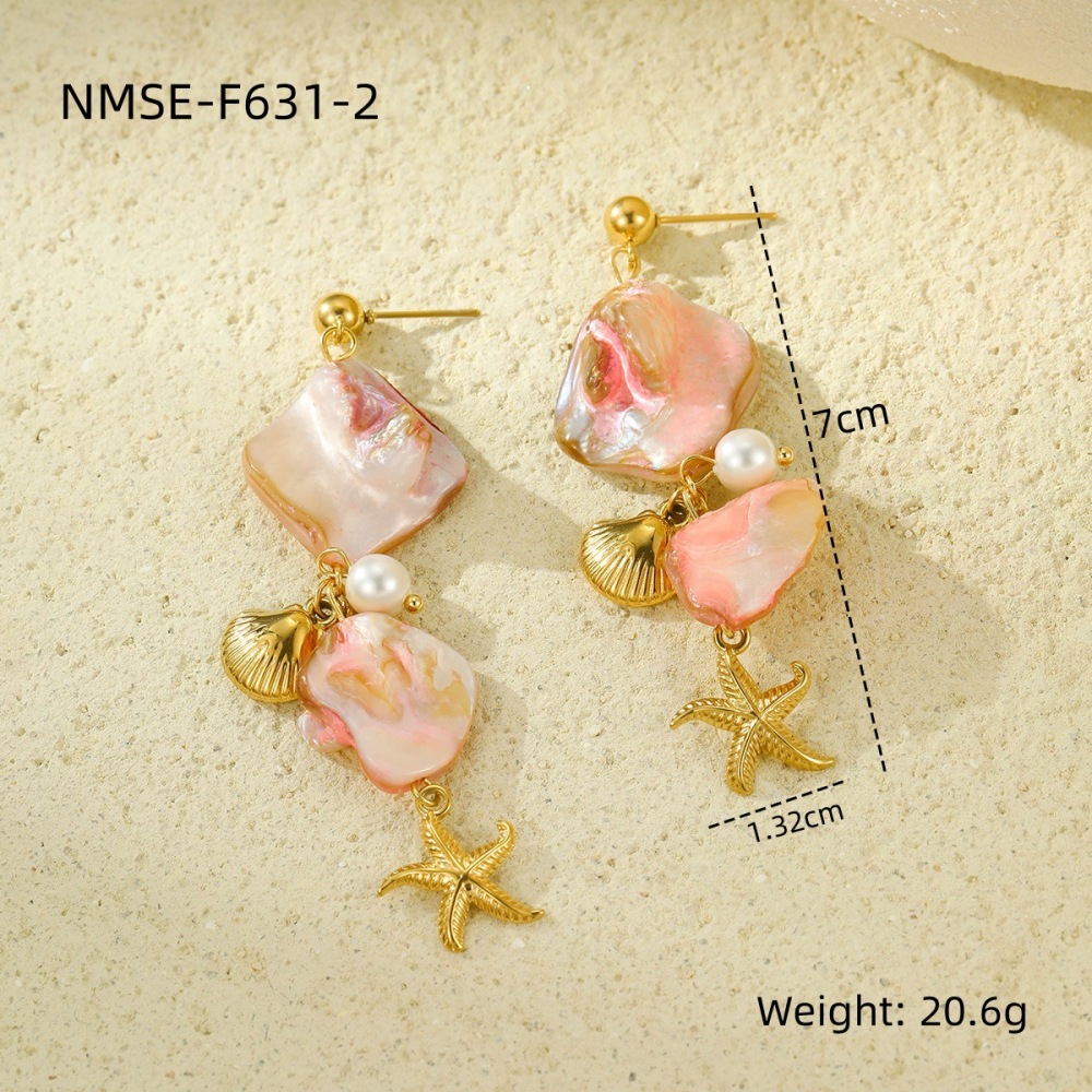 Ocean Series Beach Holiday Style Necklace Bracelet Earrings Shell Starfish Stainless Steel Jewelry