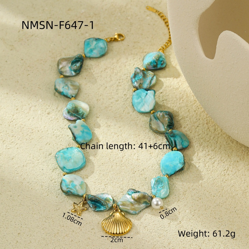 Ocean Series Beach Holiday Style Necklace Bracelet Earrings Shell Starfish Stainless Steel Jewelry