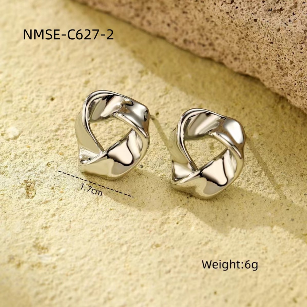 Retro triangle knotted twisted stainless steel earrings simple personality trendy earrings