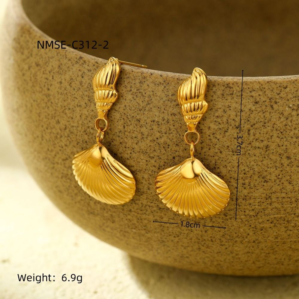 Conch scallop stainless steel earrings summer fashion simple light luxury earrings