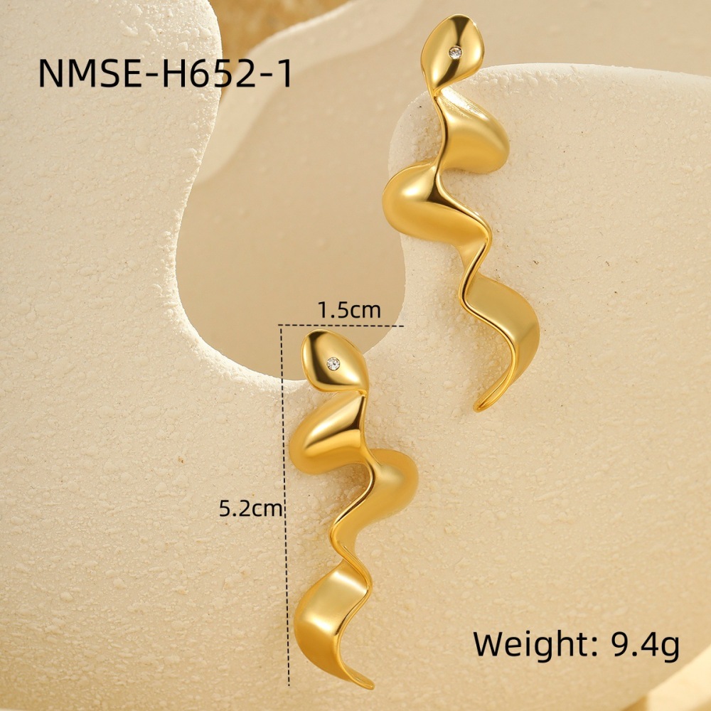 Personality, simple, irregular, fashionable, 18K geometric retro snake-shaped earrings
