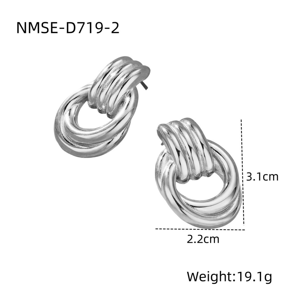 High-grade geometric gold thread winding fashionable stainless steel earrings