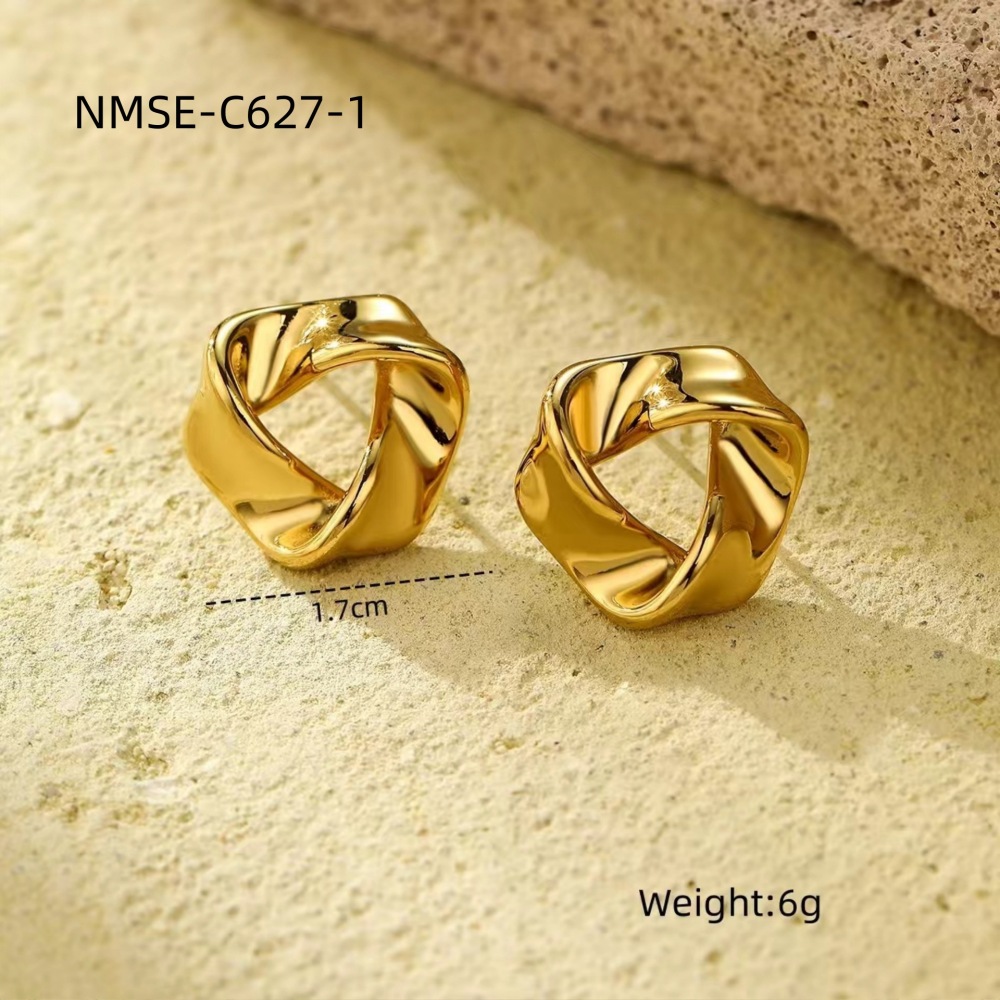 Retro triangle knotted twisted stainless steel earrings simple personality trendy earrings