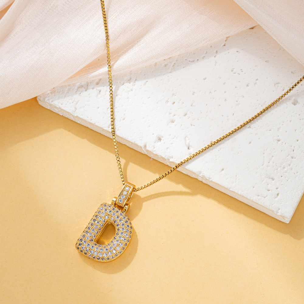 Stone-set Chubby Pendant Fashion Clavicle Chain Birthday Balloon Glossy Letter Necklace