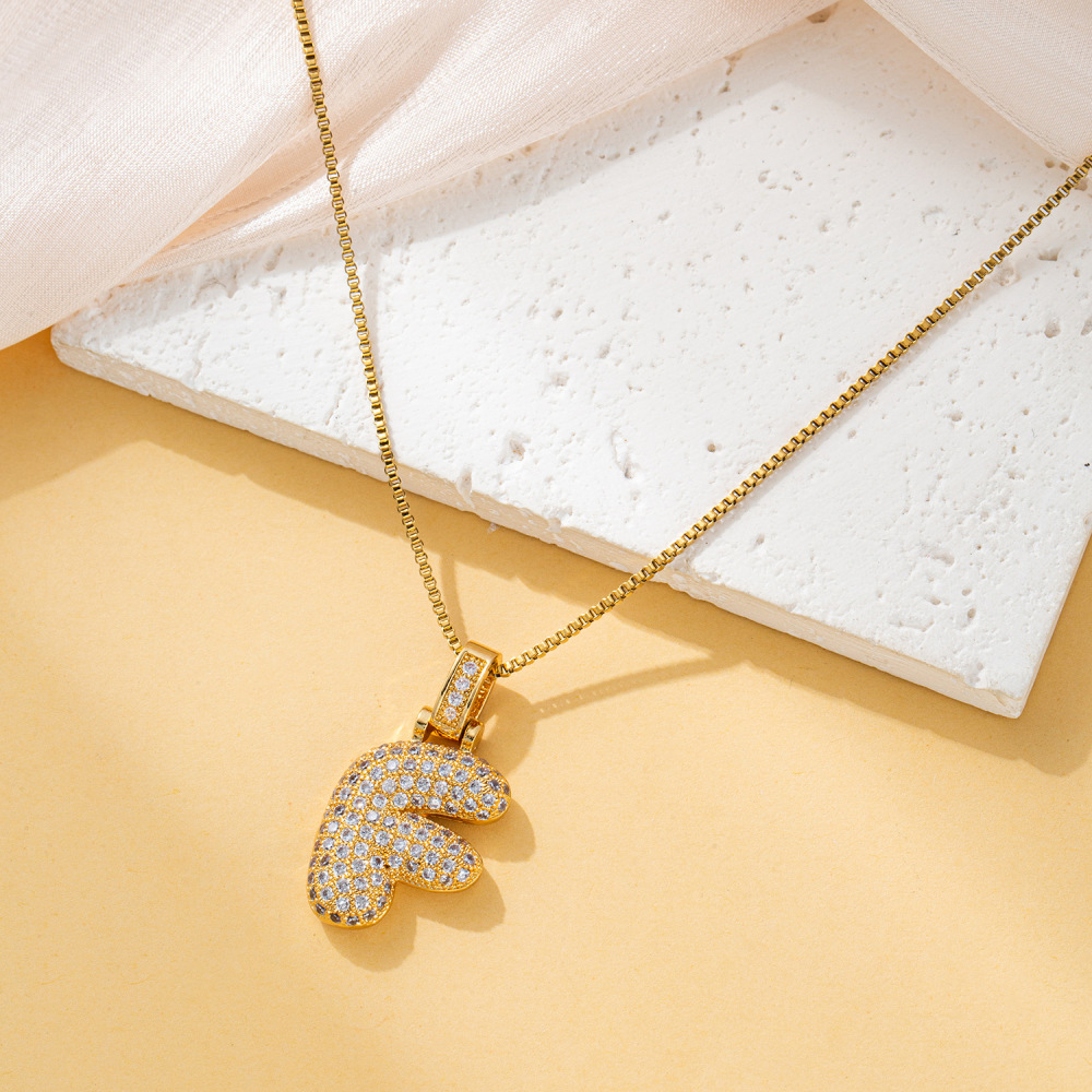 Stone-set Chubby Pendant Fashion Clavicle Chain Birthday Balloon Glossy Letter Necklace