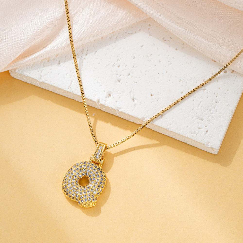 Stone-set Chubby Pendant Fashion Clavicle Chain Birthday Balloon Glossy Letter Necklace