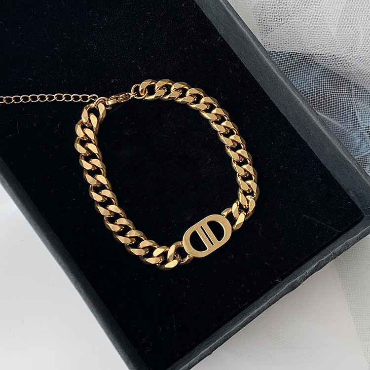 Heavy-duty high-quality thick chain letter stainless steel necklace hip-hop clavicle chain bracelet
