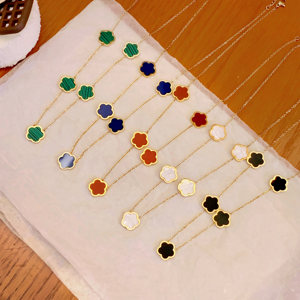 Five-leaf clover flower stainless steel bracelet plum blossom pendant temperament four-leaf clover bracelet