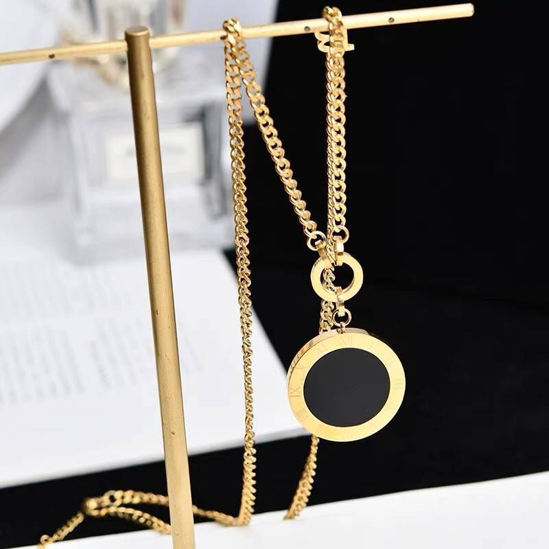 Retro B letter high-grade sweater chain long round pendant hip-hop jewelry
