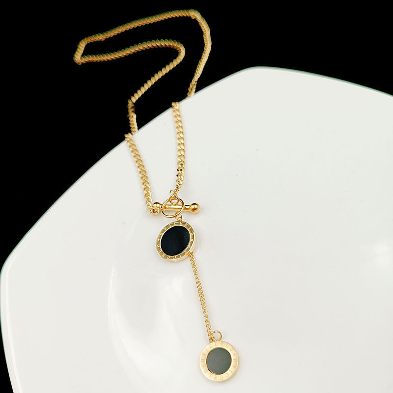 Retro B letter high-grade sweater chain long round pendant hip-hop jewelry