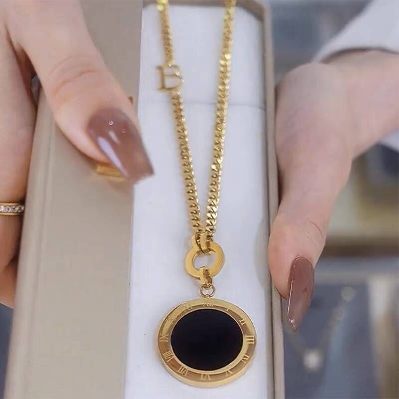 Retro B letter high-grade sweater chain long round pendant hip-hop jewelry
