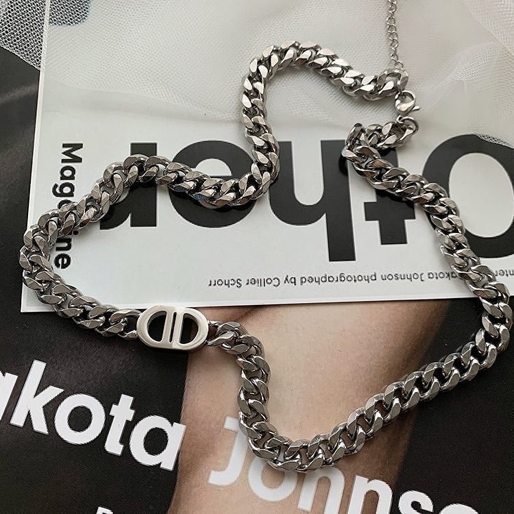 Heavy-duty high-quality thick chain letter stainless steel necklace hip-hop clavicle chain bracelet