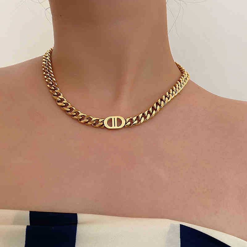 Heavy-duty high-quality thick chain letter stainless steel necklace hip-hop clavicle chain bracelet