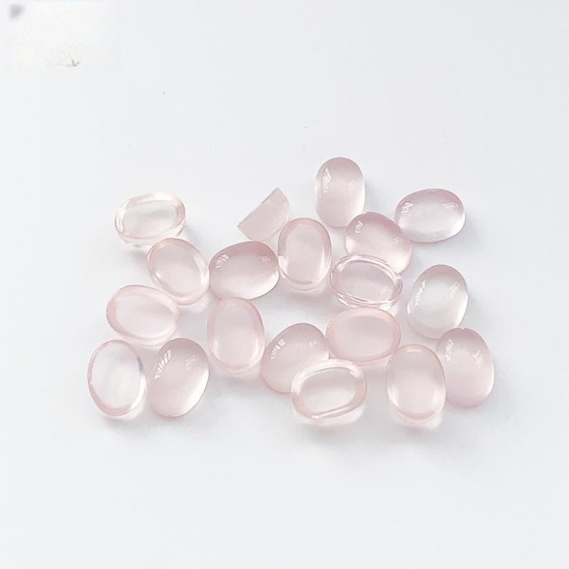20 pcs/bag Natural Rose Quartz Egg-shaped Ring Face