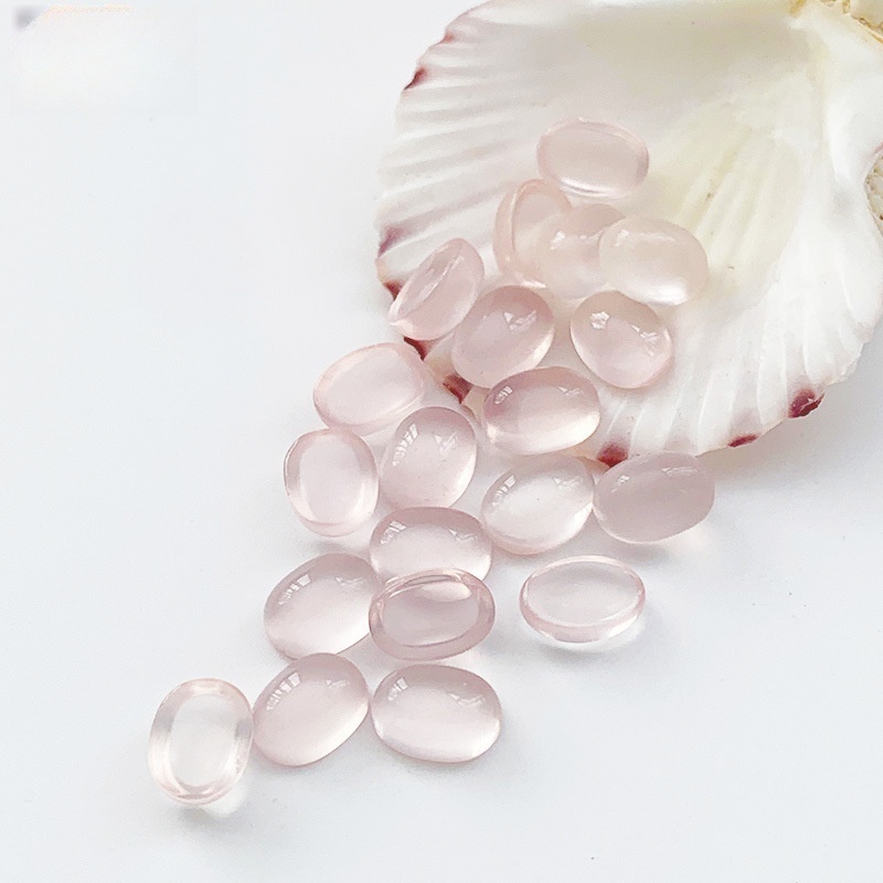 20 pcs/bag Natural Rose Quartz Egg-shaped Ring Face