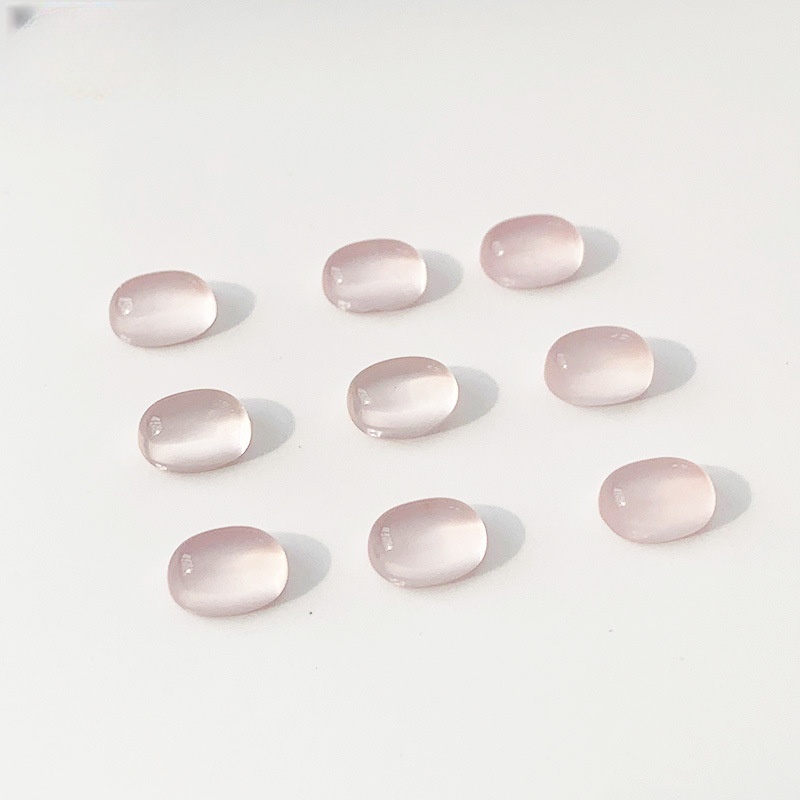 20 pcs/bag Natural Rose Quartz Egg-shaped Ring Face