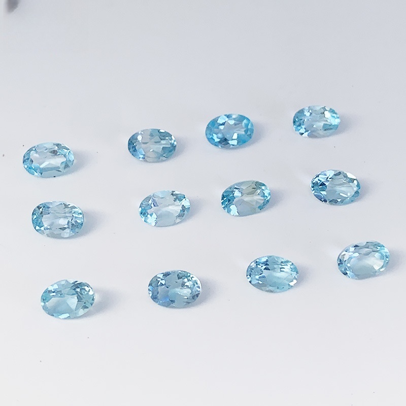 20pcs/bag Natural sky blue topaz oval ring face faceted