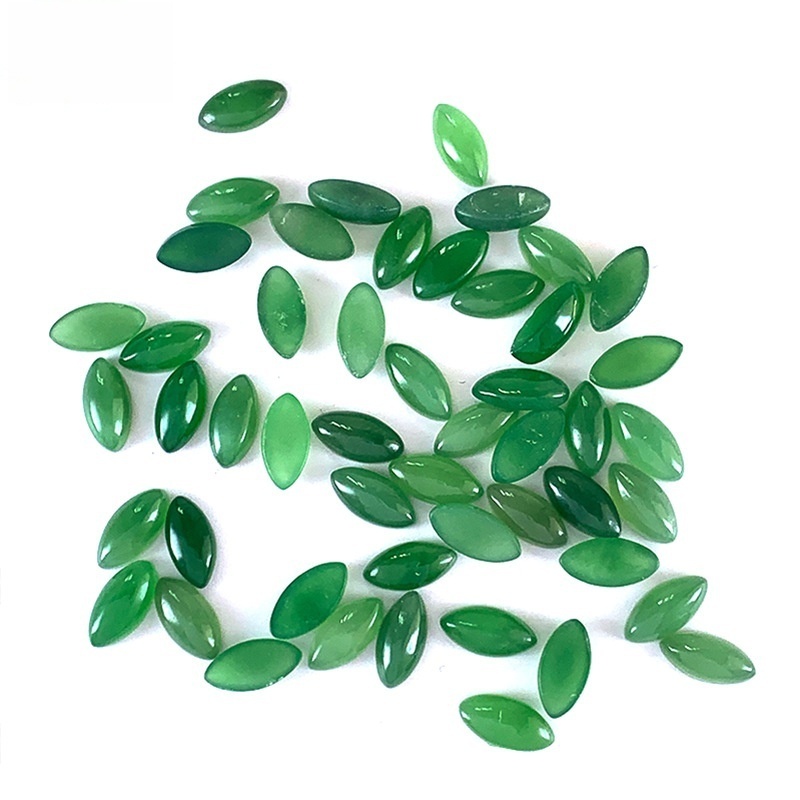 20 pcs/bag Natural Hetian Jasper Ring Face Emerald Green Jasper