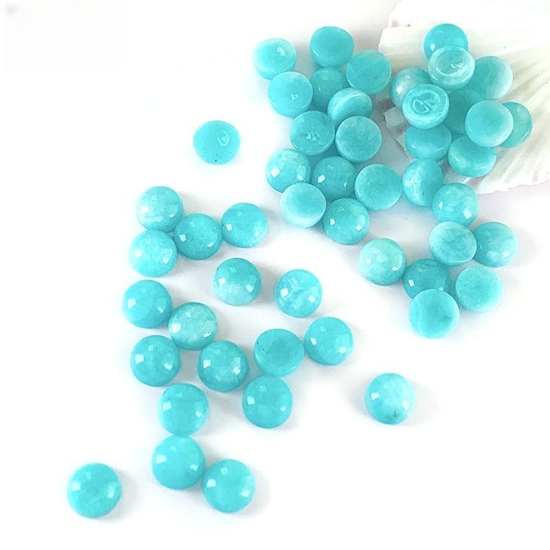 20pcs/bag Natural old mine amazonite round ring face half round beads