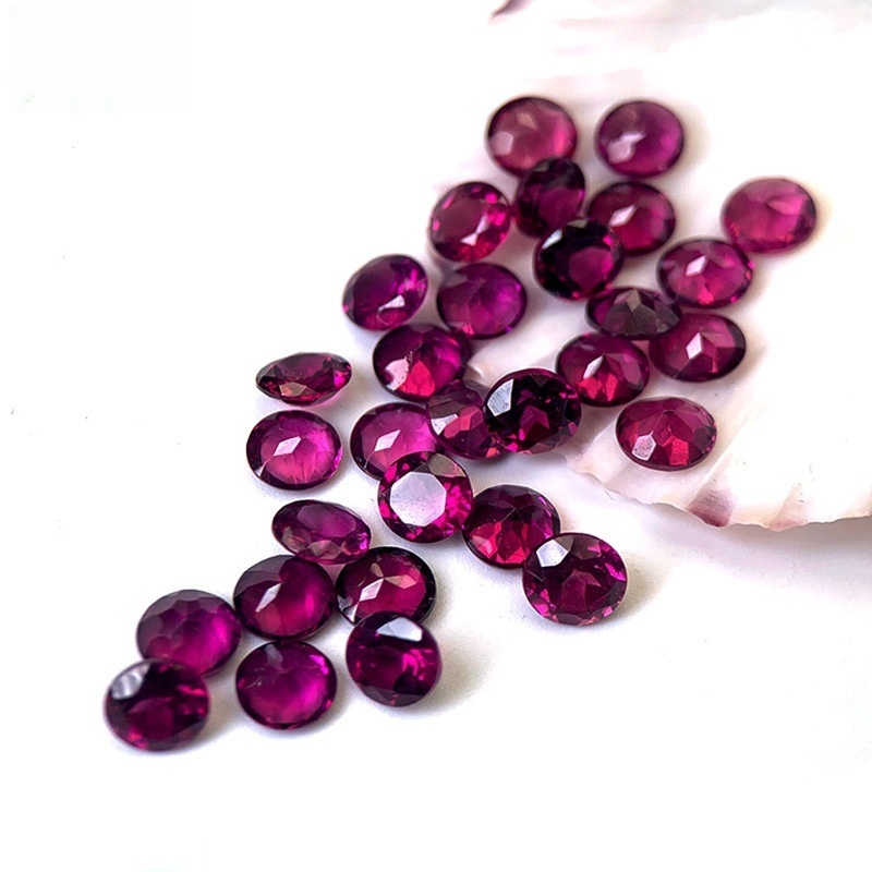20 pcs/bag Natural purple garnet ring face round 4mm5mm