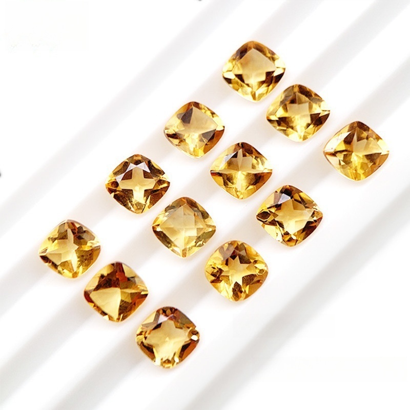 20 pcs/bag Natural yellow crystal pillow-shaped ring face square