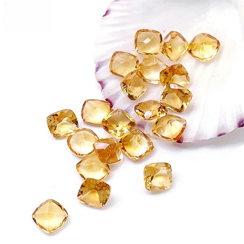 20 pcs/bag Natural yellow crystal pillow-shaped ring face square