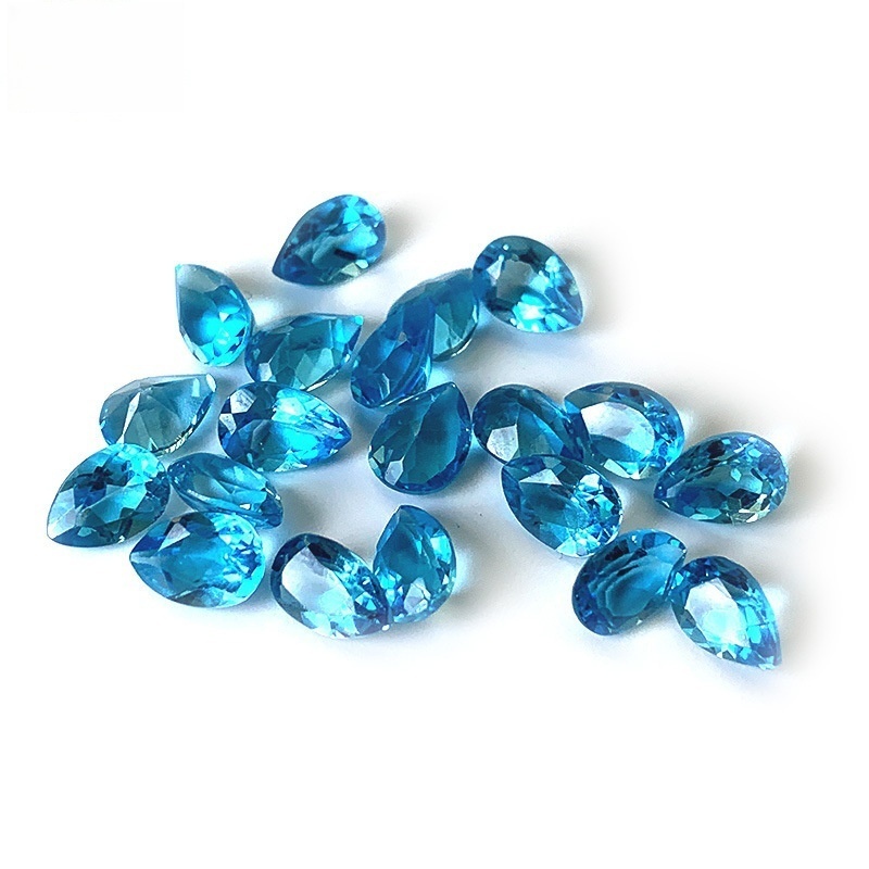 20pcs/bag Swiss blue topaz faceted ring face teardrop shape