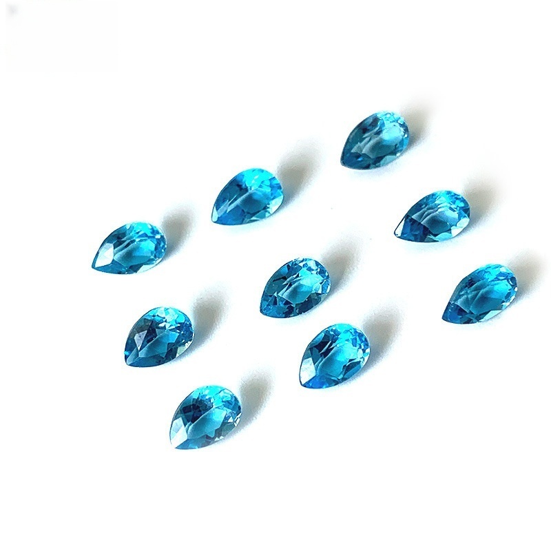 20pcs/bag Swiss blue topaz faceted ring face teardrop shape