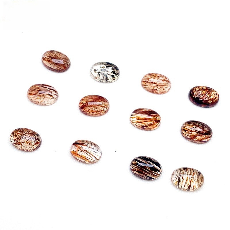 20pcs/bag Natural black gold super seven ring face curved flat bottom egg shape