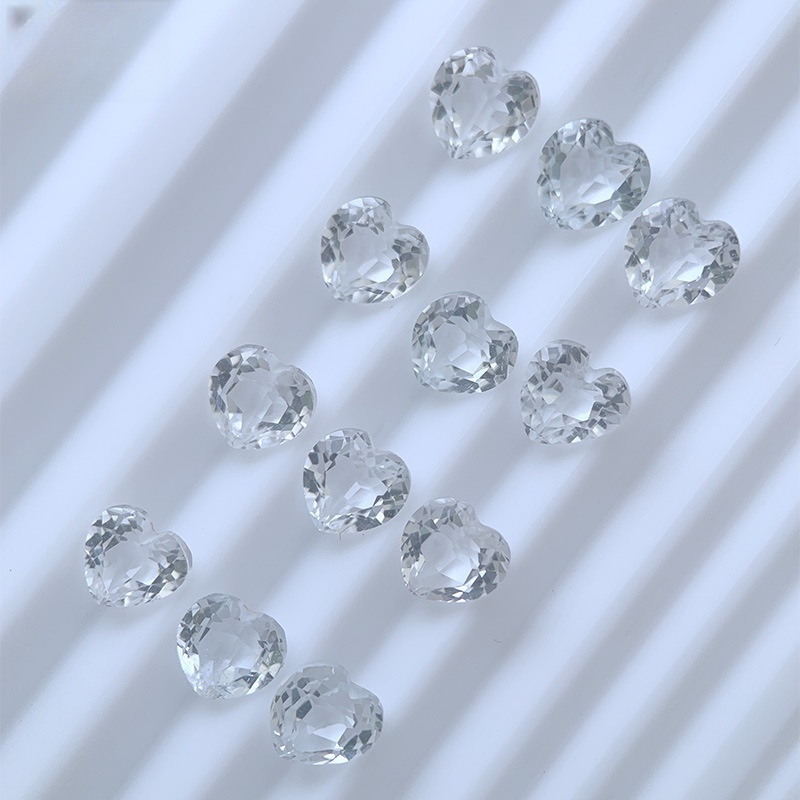 20 pcs/bag Natural topaz white heart-shaped gemstone ring face