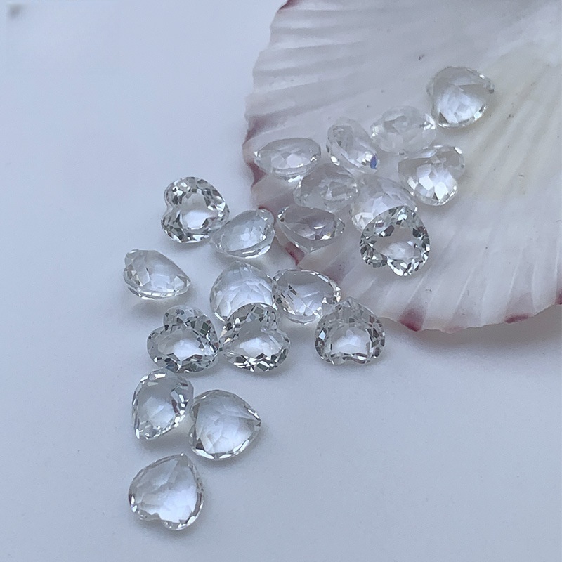 20 pcs/bag Natural topaz white heart-shaped gemstone ring face